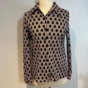 Vintage Alex Colman California floral geometric button down blouse size Medium